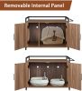 GOOD & GRACIOUS Hidden Cat Litter Box Furniture with Ventilation and Bench Seat, Pet Crate with Iron and Wood Sturdy Structure