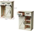 Fir Wood and Metal Farmhouse Barn Door Accent Cabinet