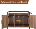 GOOD & GRACIOUS Hidden Cat Litter Box Furniture with Ventilation and Bench Seat, Pet Crate with Iron and Wood Sturdy Structure