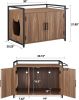 GOOD & GRACIOUS Hidden Cat Litter Box Furniture with Ventilation and Bench Seat, Pet Crate with Iron and Wood Sturdy Structure