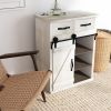 Fir Wood and Metal Farmhouse Barn Door Accent Cabinet