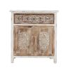 Weathered Wood Cabinet with 1 Drawer and 2 Doors Vintage Accent Storage Chest for Entryway, Living Room
