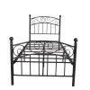 Bed Frame with Headboard and Footboard Metal Platform Bed Frame Queen Size No Box Spring Needed, Twin Black