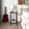 2-Tier End Table, Industrial Side Table Nightstand with Durable Metal Frame, Coffee Table with Mesh Shelves for Living Room, Oak Finish