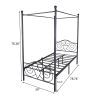 Metal Canopy Bed Frame with Vintage Style Headboard & Footboard Sturdy Steel Holds 400lbs Perfectly Fits Your Mattress Easy DIY Assembly All Parts Inc
