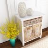 Weathered Wood Cabinet with 1 Drawer and 2 Doors Vintage Accent Storage Chest for Entryway, Living Room