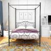 Metal Canopy Bed Frame with Vintage Style Headboard & Footboard Sturdy Steel Holds 400lbs Perfectly Fits Your Mattress Easy DIY Assembly All Parts Inc