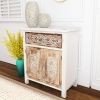 Weathered Wood Cabinet with 1 Drawer and 2 Doors Vintage Accent Storage Chest for Entryway, Living Room