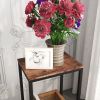 2-Tier End Table, Industrial Side Table Nightstand with Durable Metal Frame, Coffee Table with Mesh Shelves for Living Room, Oak Finish