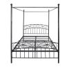 Metal Canopy Bed Frame with Ornate European Style Headboard & Footboard Perfectly Fits Your Mattress Easy DIY Assembly All Parts Included, Full Black