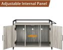 GOOD & GRACIOUS Hidden Cat Litter Box Furniture with Ventilation and Bench Seat, Pet Crate with Iron and Wood Sturdy Structure