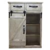 Fir Wood and Metal Farmhouse Barn Door Accent Cabinet