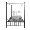 Metal Canopy Bed Frame with Ornate European Style Headboard & Footboard Perfectly Fits Your Mattress Easy DIY Assembly All Parts Included, Full Black