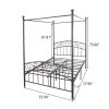 Metal Canopy Bed Frame with Ornate European Style Headboard & Footboard Perfectly Fits Your Mattress Easy DIY Assembly All Parts Included, Full Black