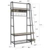 Good & Gracious Entryway Coat Rack/ Hall Tree with Bookshelves, Multiple Hooks, and Bench Seat