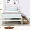 Betterhood Twin Platform Bed Frame with 2 Storage Drawers, Wood Twin Bed Frames for Kids Toddler Girls Boys, 10 Slats Support, No Box Spring Needed, E