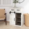 Fir Wood and Metal Farmhouse Barn Door Accent Cabinet