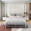Metal Canopy Bed Frame with Vintage Style Headboard & Footboard Sturdy Steel Holds 400lbs Perfectly Fits Your Mattress Easy DIY Assembly All Parts Inc