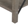 Farmhouse Square End Table, Wood Sofa Side Table with X-Shaped Metal Support, 3-Tier Storage Shelf for Living Room Bedroom Office, Gray Wash