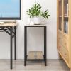 2-Tier End Table, Industrial Side Table Nightstand with Durable Metal Frame, Coffee Table with Mesh Shelves for Living Room, Oak Finish