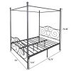 Metal Canopy Bed Frame with Vintage Style Headboard & Footboard Sturdy Steel Holds 400lbs Perfectly Fits Your Mattress Easy DIY Assembly All Parts Inc