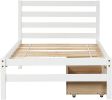 Betterhood Twin Platform Bed Frame with 2 Storage Drawers, Wood Twin Bed Frames for Kids Toddler Girls Boys, 10 Slats Support, No Box Spring Needed, E