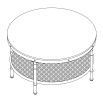 2-Tier Single Panel Round Coffee Table for Living Room and Bedroom, with 3D Texture Metal Frame and Mesh