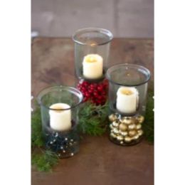 Mini Glass Candle Cylinders W Rustic Insert (Color: coffee, Country of Manufacture: United States, Material: Glass)