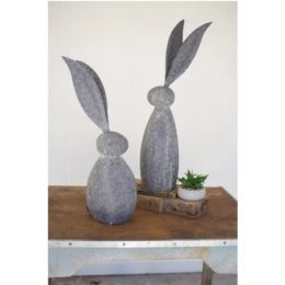 Faux Stone Rabbit With Tall Metal Ears (Country of Manufacture: United States, Material: Metal)