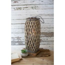 Tall Grey Square Willow Lanterns (Country of Manufacture: United States)