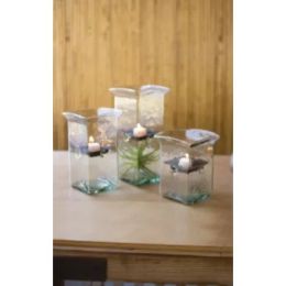 Square Hurricanes With Metal Insert (Country of Manufacture: United States, Material: Glass)