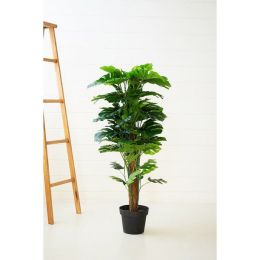 Artificial Monstera Plant In A Plastic Pot (Country of Manufacture: United States, Material: Plastic)