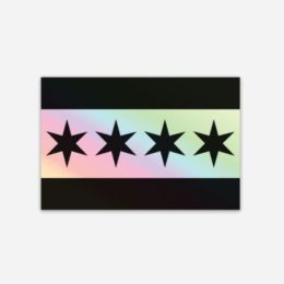 Holographic Chicago Flag Sticker (Color: Bazaar, Country of Manufacture: United States, Material: Vinyl)