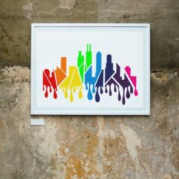 Drippy Rainbow Skyline Wall Art Print (Color: Bazaar, Country of Manufacture: United States, Material: Paper)