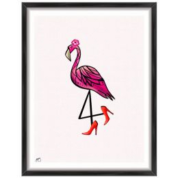 Sassy Flamingo with Heels Wall Art Print (Country of Manufacture: United States)