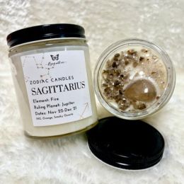 Zodiac Crystal Candle (Color: White, Country of Manufacture: United States)