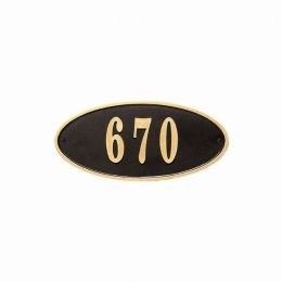 Claremont Oval Cast Aluminum With Gold Border Address Plaque (Color: Black, Country of Manufacture: United States, Material: Aluminum)