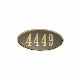 Claremont Oval Cast Aluminum With Gold Border Address Plaque (Color: Bronze, Country of Manufacture: United States, Material: Aluminum)