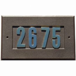 Manchester Address Plate with 3" Gold Brass Numbers  (Numbers Included) (Color: Bronze, Country of Manufacture: United States, Material: Aluminum)