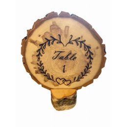 Engraved Table Markers with Wood Slices 7.5" to 9" Diameter with Log Stand Big Wood Slice (Country of Manufacture: United States, Material: Wood)