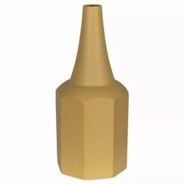 Contemporary Metal Decorative Vase (Color: Yellow, Country of Manufacture: United States, Material: Metal)