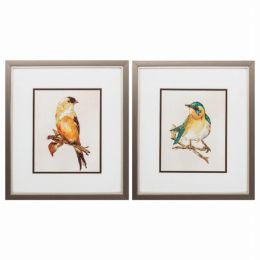 14" X 16" Metallic Bronze Frame Eco Bird (Set of 2) (Color: Bronze, Country of Manufacture: United States, Material: Glass)