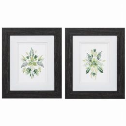 10" X 12" Distressed Black Frame Verdant Vignette (Set of 2) (Color: Black, Country of Manufacture: United States, Material: Glass)