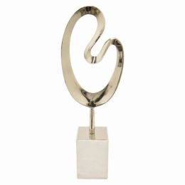 Plutus Brands Metal Sculpture With Marble Base in Colored Metal (Color: Silver, Country of Manufacture: United States, Material: Metal)