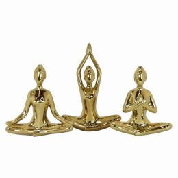 Plutus Brands Yoga Figurine in Colored Porcelain (Color: Silver, Country of Manufacture: United States, Material: Porcelain)