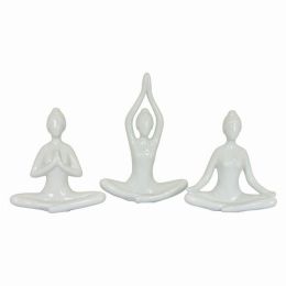 Plutus Brands Yoga Figurine in Colored Porcelain (Color: White, Country of Manufacture: United States, Material: Porcelain)
