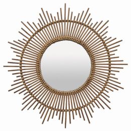 Plutus Brands Rattan Wall Mirror in Brown Natural Fiber (Country of Manufacture: United States, Material: Fiber)