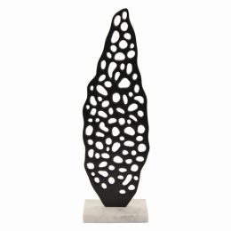 Plutus Brands Metal Sculpture With Marble Base in Colored Metal (Color: Black, Country of Manufacture: United States, Material: Metal)