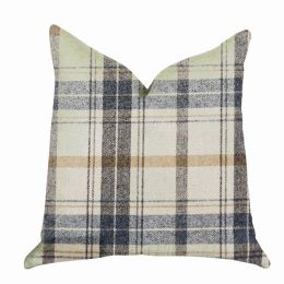 Plutus Plaid Rendezvous Luxury Throw Motif Pillow (Color: Beige, Country of Manufacture: United States, Material: Polyester)