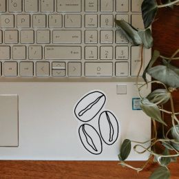 Coffee Bean Sticker (Color: coffee, Country of Manufacture: United States, Material: Vinyl)